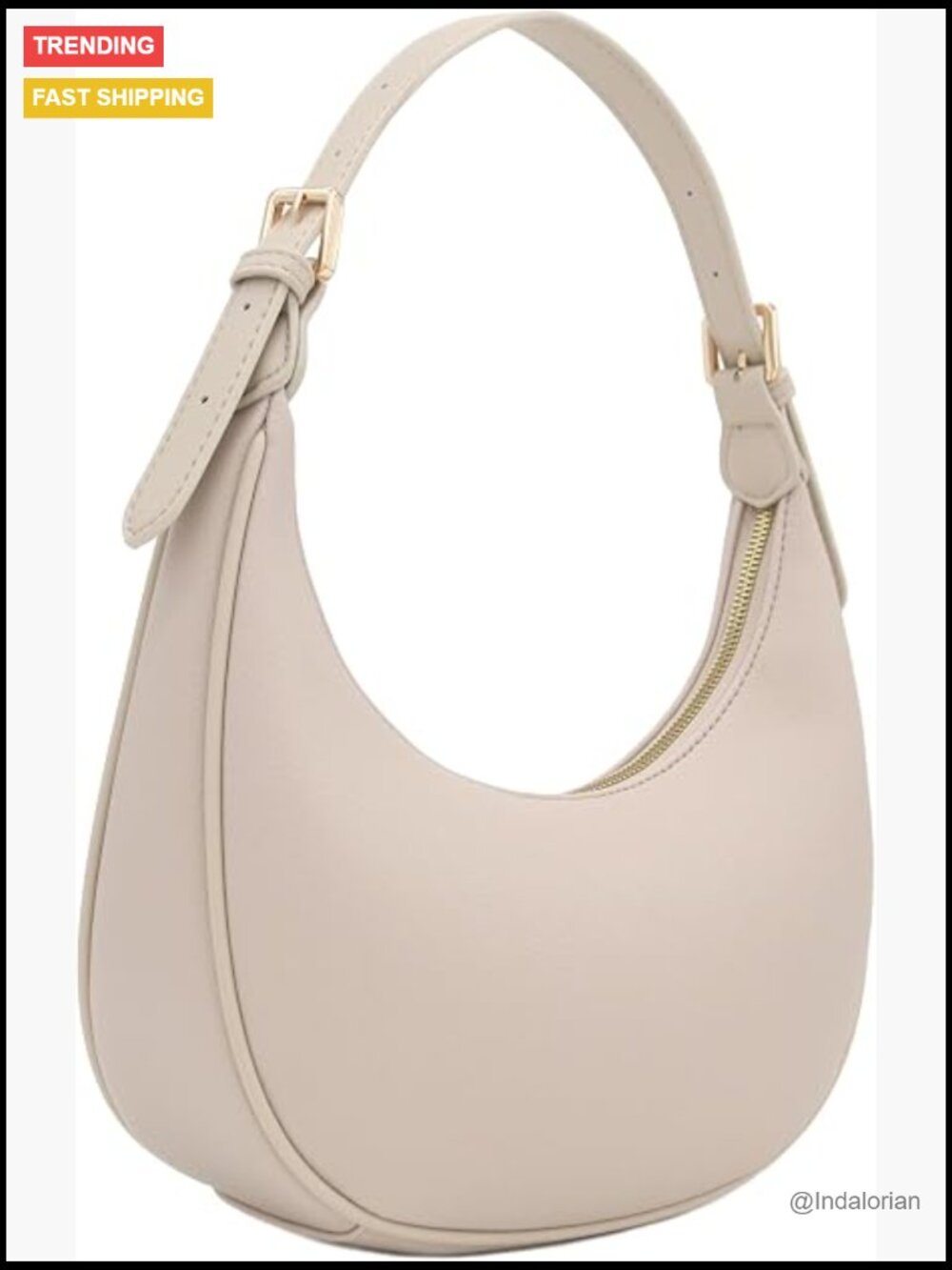 Elegant Crescent Shoulder Bag Underarm Purse Faux Leather Gold Hardware
